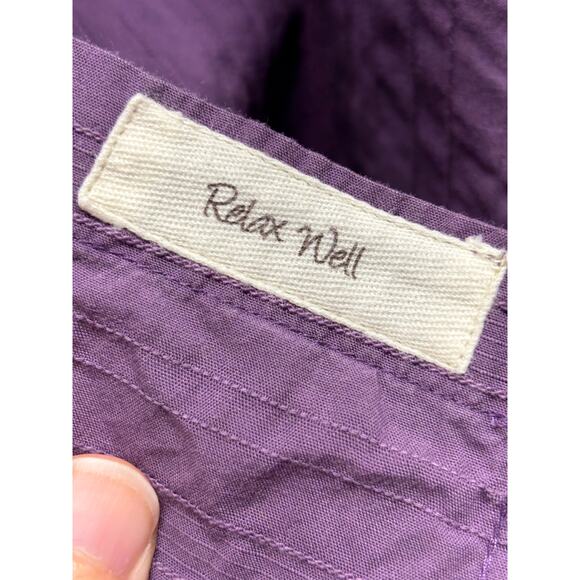 Islander Men's Size XL Purple Button Up Roll-Tab Long Sleeve Cotton Shirt - Picture 4 of 5